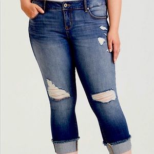 Torrid Cropped Distressed Jeans
